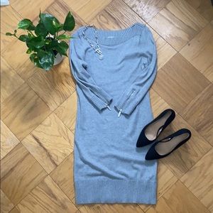 Michael Kors Gray Cotton/Angora Sweater Dress